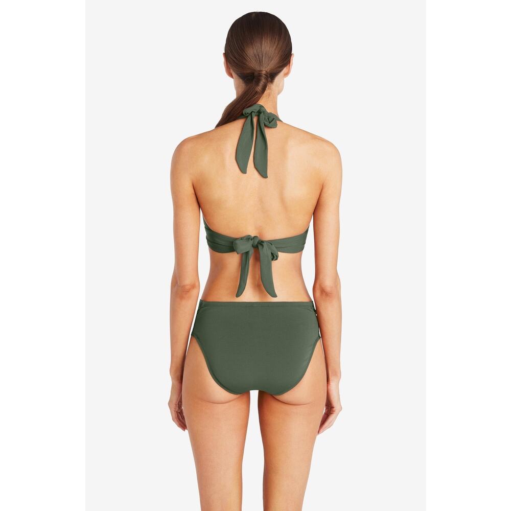 Robin Piccone Malachite Green Banded Twist Front Hipster Bikini Swimsuit Bottoms - Picture 2 of 10